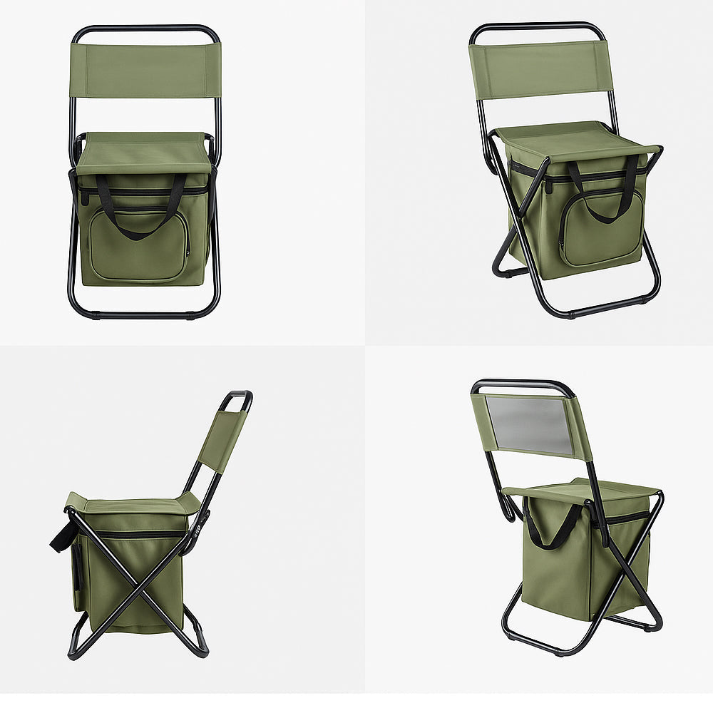 ChillPack Outdoorstoel – Opvouwbare Campingstoel met Rugleuning en Geïntegreerde Koeltas