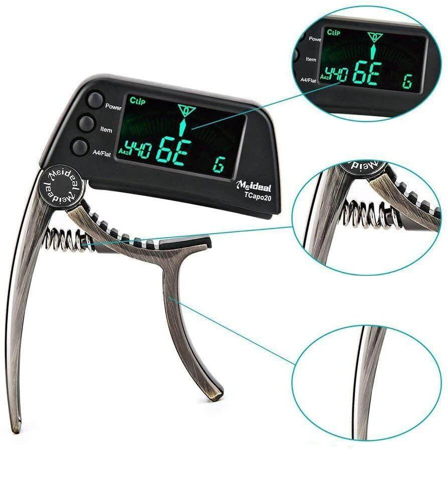 Capo & Tuner "TuneGrip" – 2-in-1 Gitaaraccessoire met LCD-scherm