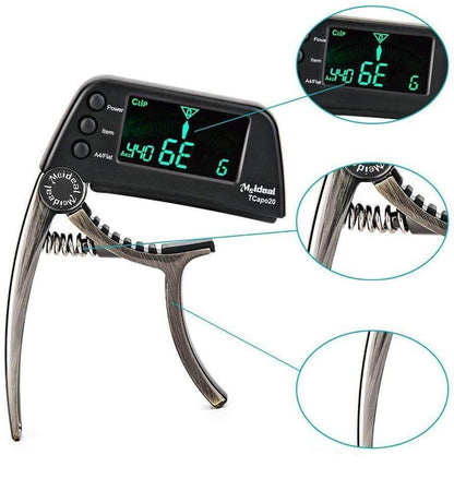 Capo & Tuner "TuneGrip" – 2-in-1 Gitaaraccessoire met LCD-scherm