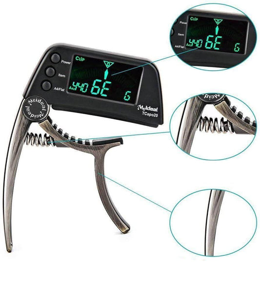 Capo & Tuner "TuneGrip" – 2-in-1 Gitaaraccessoire met LCD-scherm
