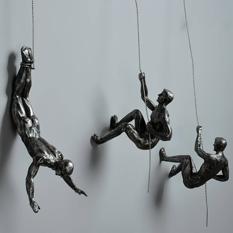 CraftedClimb Klimfiguren Wanddecoratie – Inspirerende Muurkunst van Hars en IJzer