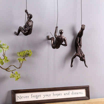 CraftedClimb Klimfiguren Wanddecoratie – Inspirerende Muurkunst van Hars en IJzer