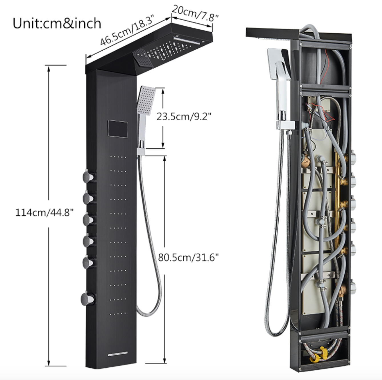 Douchepaneel Opbouwdouche VoordeelPaleis® Sana LCD Premium Zilver Brushed