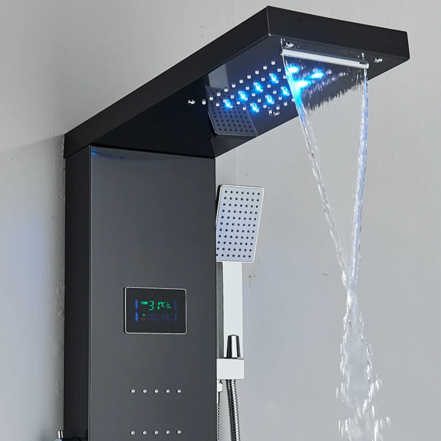 Douchepaneel Opbouwdouche VoordeelPaleis® Ciara LCD Premium mat zwart