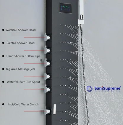 Douchepaneel Opbouwdouche VoordeelPaleis® Sana LCD Premium Zilver Brushed