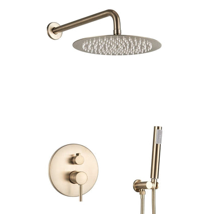 VoordeelPaleis® Doucheset Yosemite 20 cm. regendouche rond 2-weg goud brushed