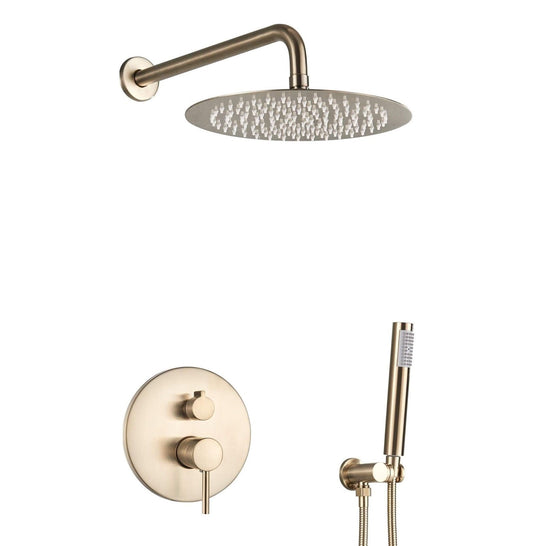 VoordeelPaleis® Doucheset Yosemite 20 cm. regendouche rond 2-weg goud brushed
