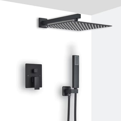 Doucheset Bolivia Premium 25 cm. regendouche vierkant 2-weg zwart inbouw