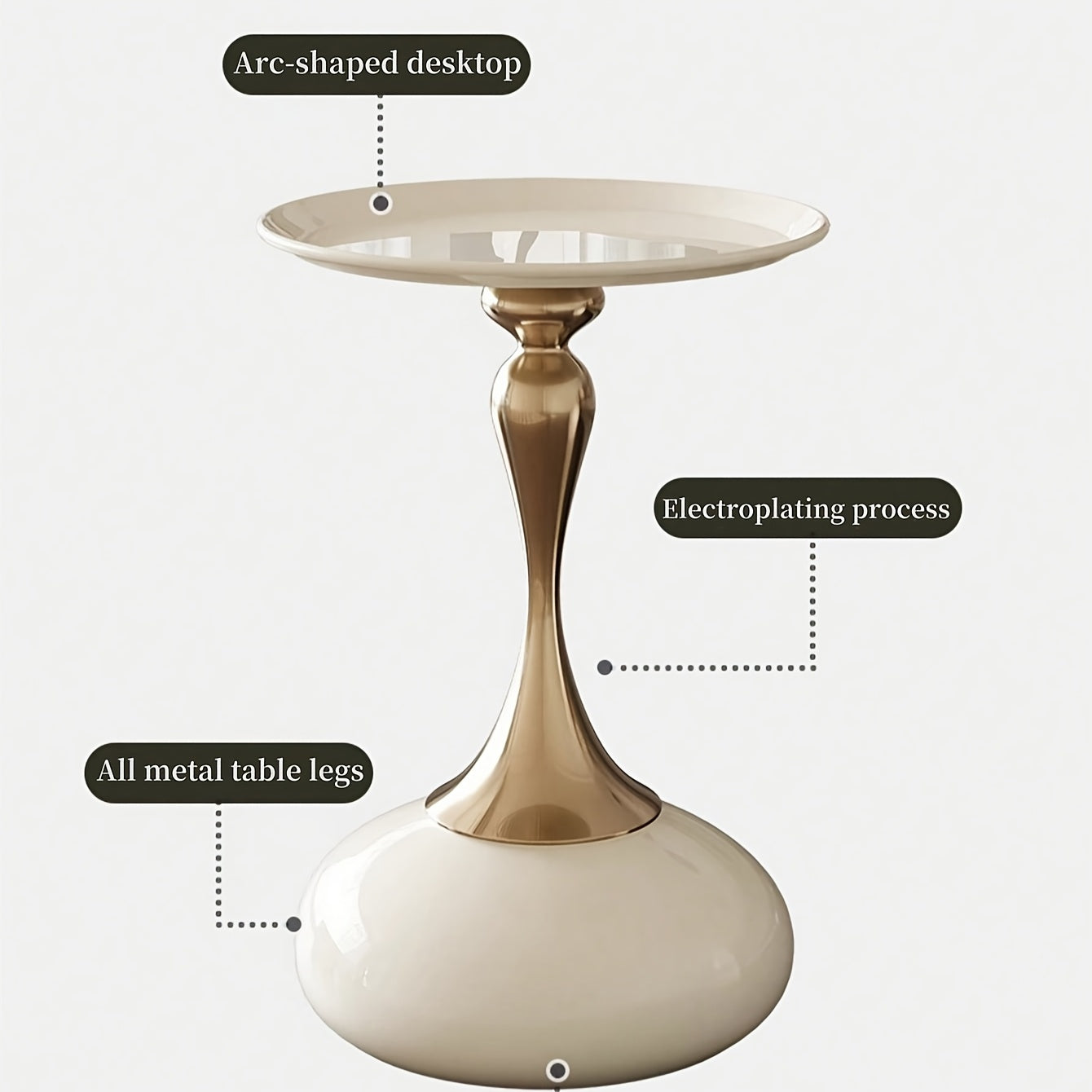 Moderne Zijkast met Keramische Basis en Metalen Voet – 55 cm Hoog