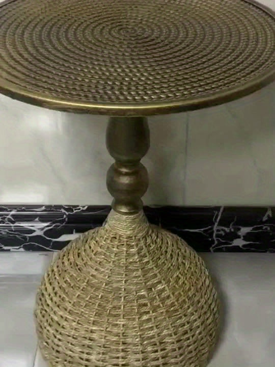 Ronde Koffietafel van Watergras met IJzeren Frame – 52 cm Hoog