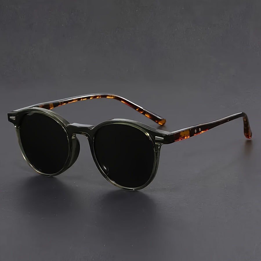 Heren Zonnebril Rond – Lichtgewicht Retro Tortoiseshell Design – Polycarbonaat Frame