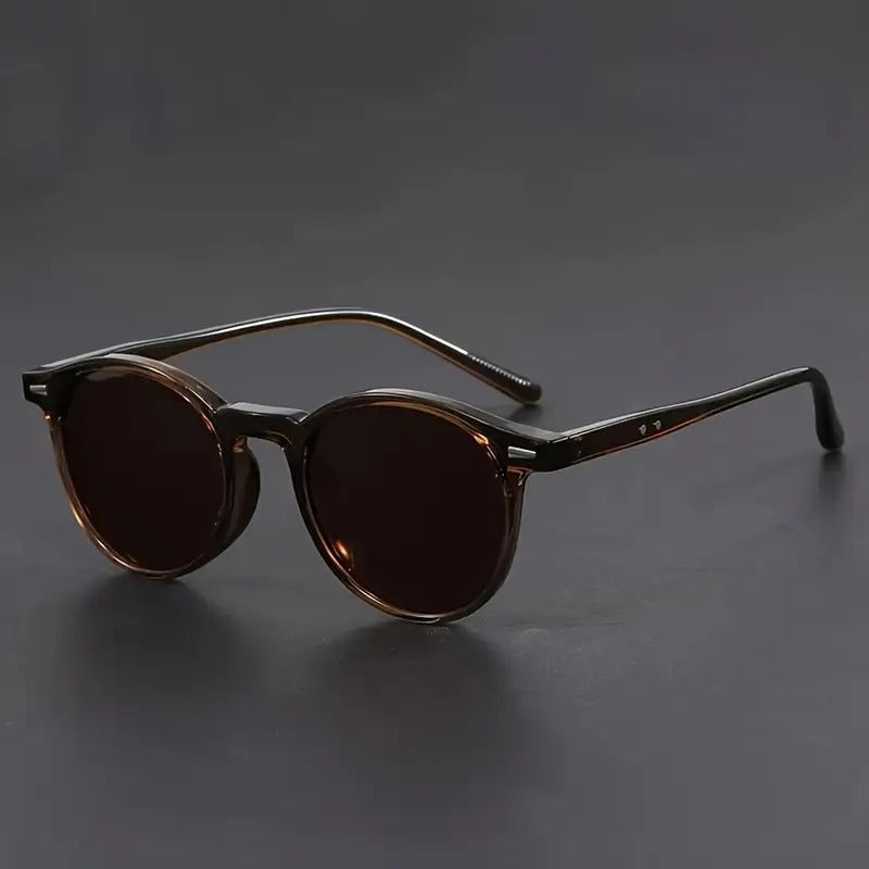 Heren Zonnebril Rond – Lichtgewicht Retro Tortoiseshell Design – Polycarbonaat Frame