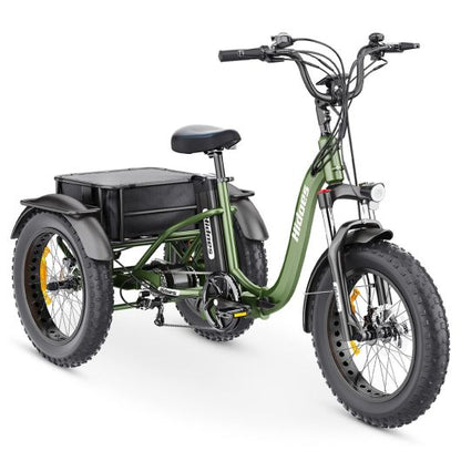 Hidoes ET1 Elektrische Opvouwbare Driewieler – 48V 250W – Tot 95 km Bereik – 7 Versnellingen – 20x4.0 Off-road Banden – Shimano – LCD Display – Max. 150 kg