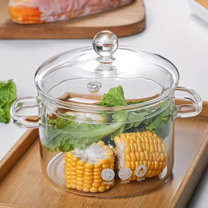 KookZicht Glasso – Transparante Glazen Kookpot met Handgrepen (1360 ml)