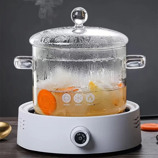 KookZicht Glasso – Transparante Glazen Kookpot met Handgrepen (1360 ml)