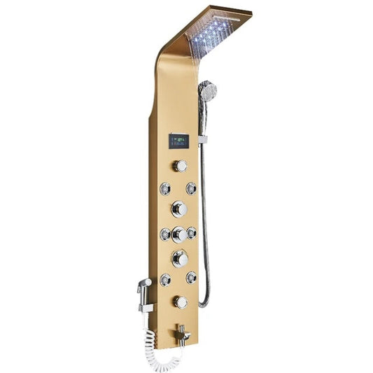 Luxe Douchepaneel Opbouwdouche VoordeelPaleis® Mauve LCD Goud brushed
