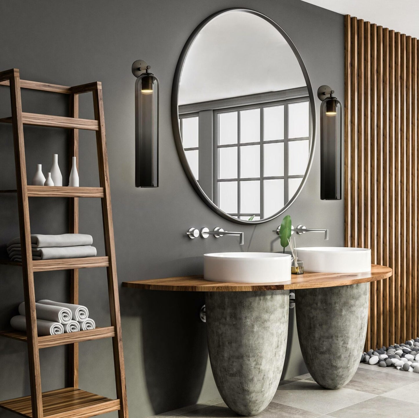 VoordeelPaleis Moderne Glazen Badkamer Wandlamp Rookglas Grijs
