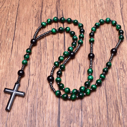 Orion Spirituele Ketting met Tijgeroog & Lapis Lazuli – Heren Rozenkrans