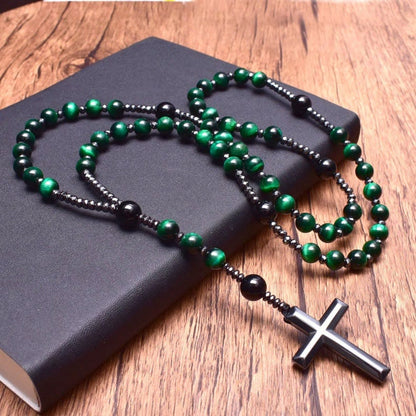 Orion Spirituele Ketting met Tijgeroog & Lapis Lazuli – Heren Rozenkrans