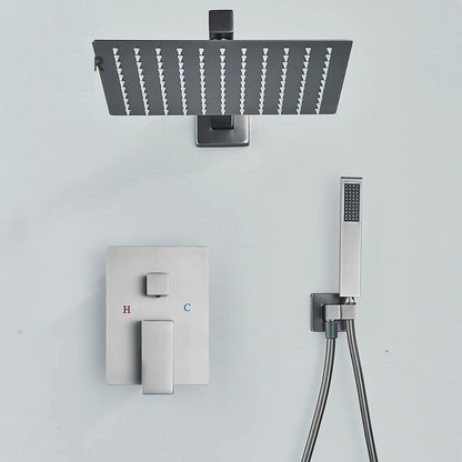 VoordeelPaleis® Doucheset Manhattan 10 inch regendouche vierkant 3-weg Gun Metal inbouw