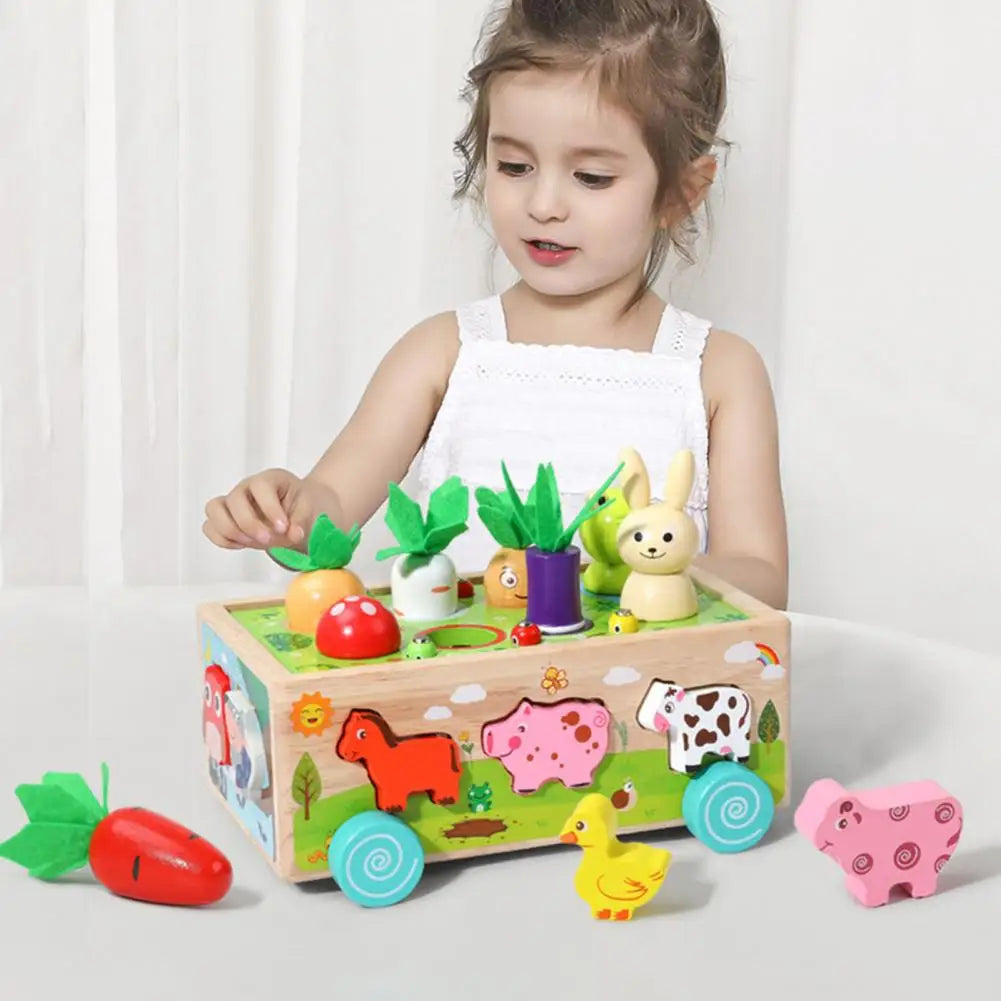 Houten Puzzel – Dieren & Groenten - Educatief Speelgoed voor Kinderen - Versterkt Creativiteit en Cognitieve Vaardigheden