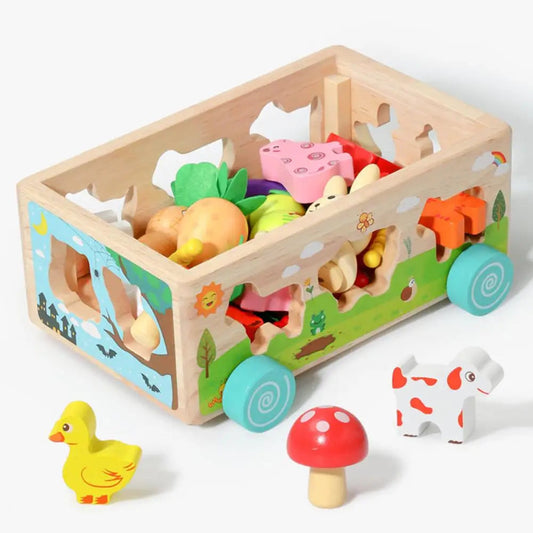 Houten Puzzel – Dieren & Groenten - Educatief Speelgoed voor Kinderen - Versterkt Creativiteit en Cognitieve Vaardigheden