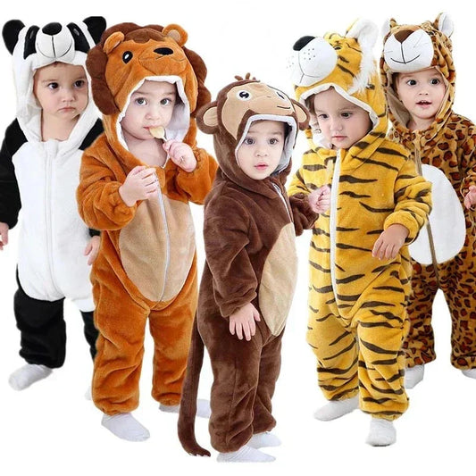 DierenKnuffel babypakje met ritssluiting – zacht & ademend rompertje met dierenkap