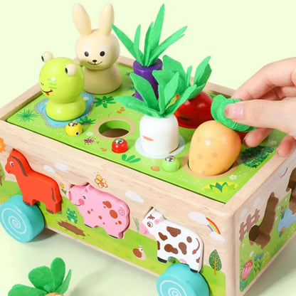 Houten Puzzel – Dieren & Groenten - Educatief Speelgoed voor Kinderen - Versterkt Creativiteit en Cognitieve Vaardigheden