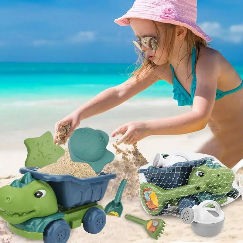 Zandbak Speelset – Educatieve Dino Truck met Accessoires – Creatief Buiten Spel voor Kinderen