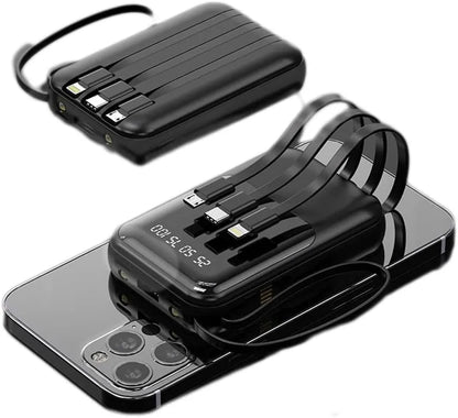 Compacte Powerbank 10 000 mAh met Ingebouwde Kabels en LED-display