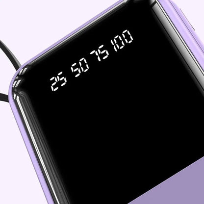Compacte Powerbank 10 000 mAh met Ingebouwde Kabels en LED-display