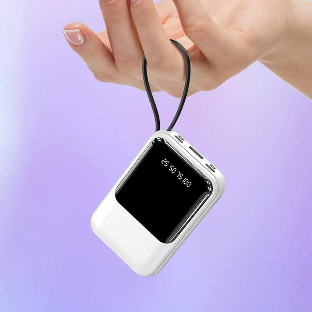 Compacte Powerbank 10 000 mAh met Ingebouwde Kabels en LED-display