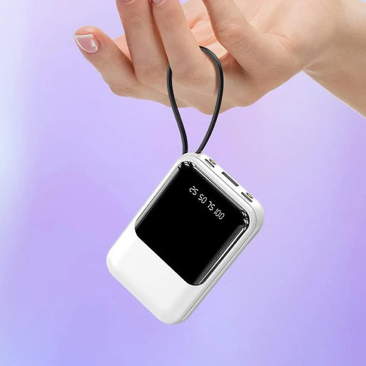 Compacte Powerbank 10 000 mAh met Ingebouwde Kabels en LED-display