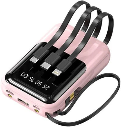 Compacte Powerbank 10 000 mAh met Ingebouwde Kabels en LED-display