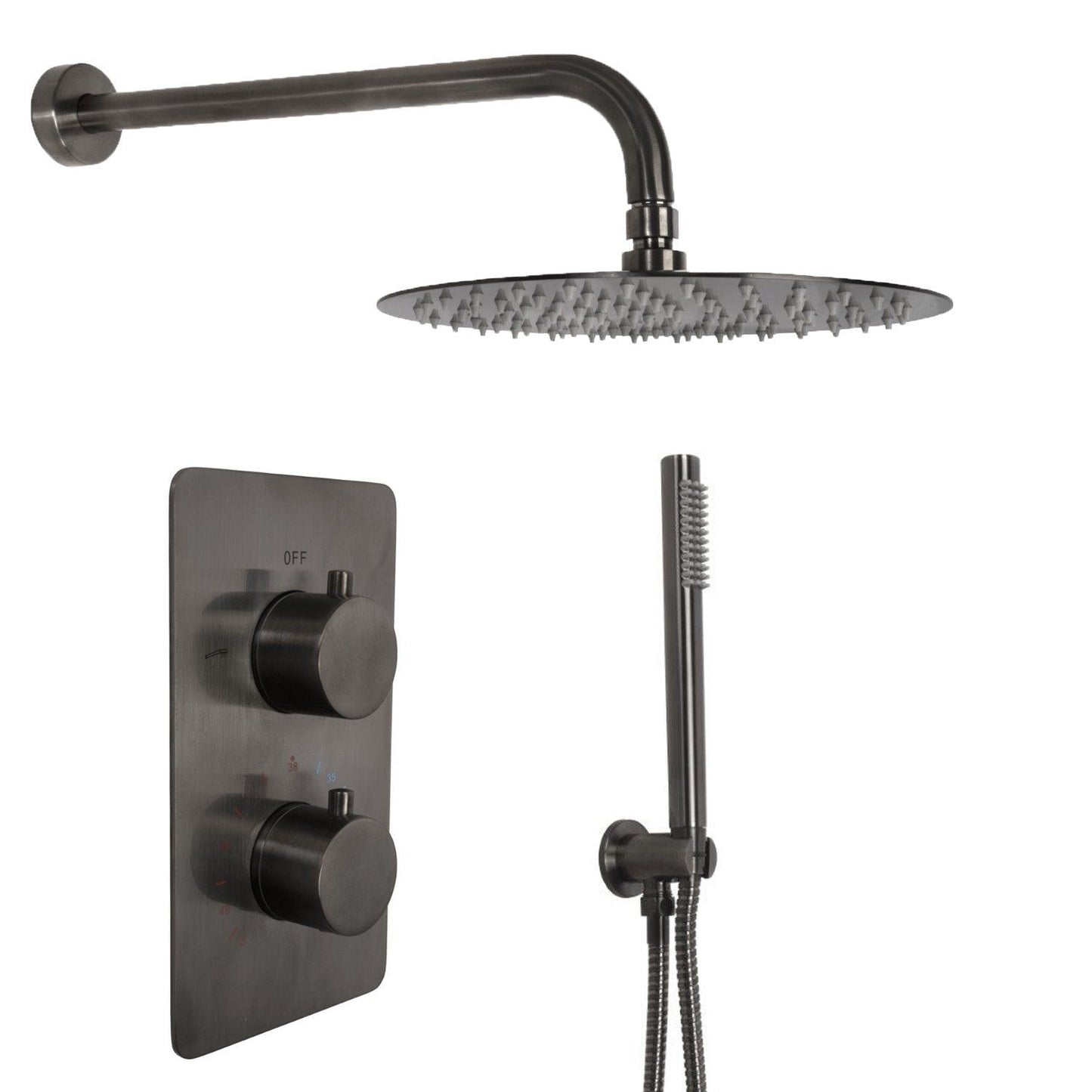 VoordeelPaleis® Inbouw Regendouche Set Creavit Aloni met Handdouche en Wanduitloop Gunmetal Grijs
