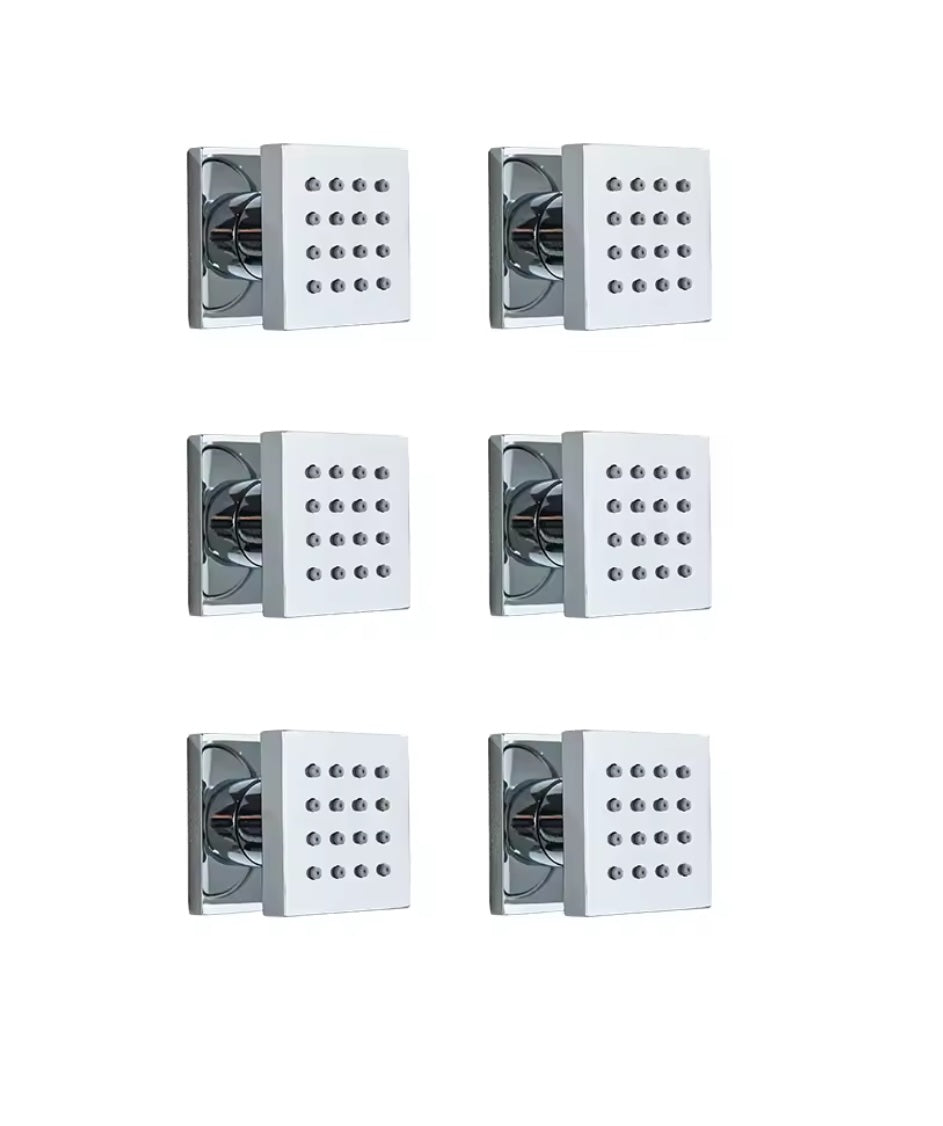 Inbouw douche wand massagejets set van 6 stuks chroom messing