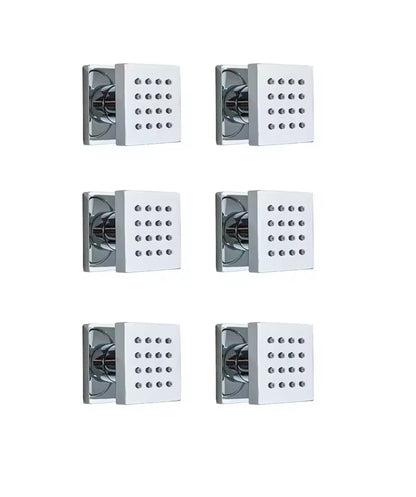 Inbouw douche wand massagejets set van 6 stuks chroom messing