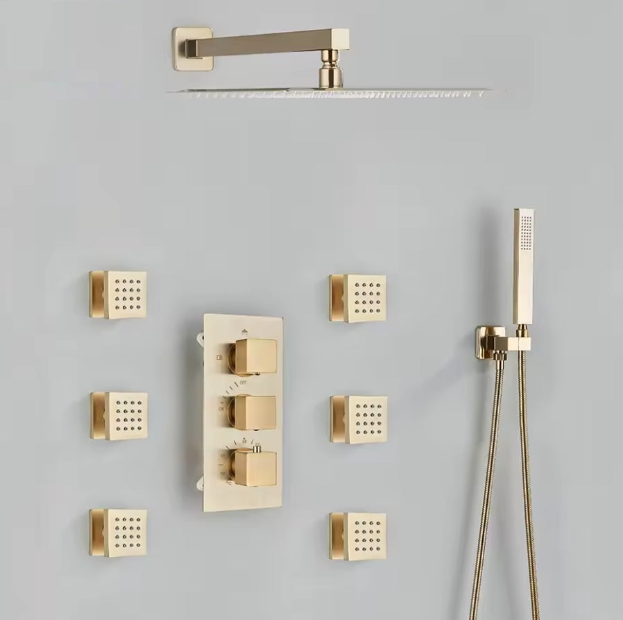 VoordeelPaleis® Inbouw douche wand massagejets set van 4 stuks geborsteld goud