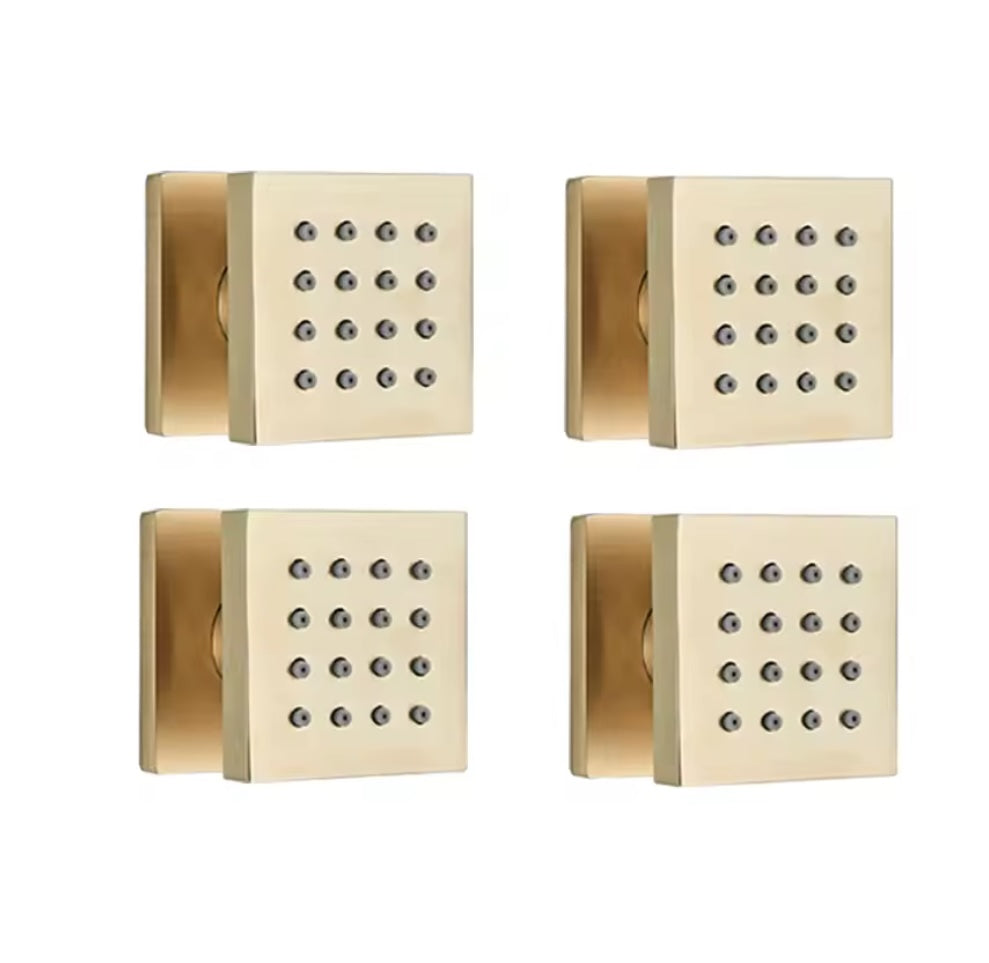 VoordeelPaleis® Inbouw douche wand massagejets set van 4 stuks geborsteld goud