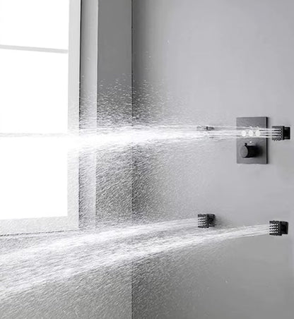 VoordeelPaleis® Inbouw douche wand massagejets set van 4 stuks mat zwart messing