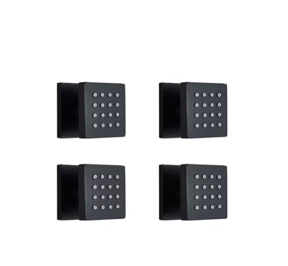VoordeelPaleis® Inbouw douche wand massagejets set van 4 stuks mat zwart messing