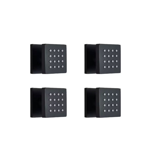 VoordeelPaleis® Inbouw douche wand massagejets set van 4 stuks mat zwart messing