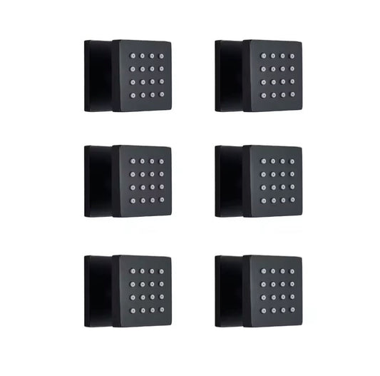 Inbouw douche wand massagejets set van 6 stuks mat zwart messing