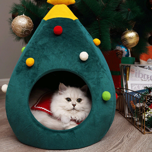 Kerst Kattenmand voor de feestdagen | Warme schattige mand voor Kerstmis