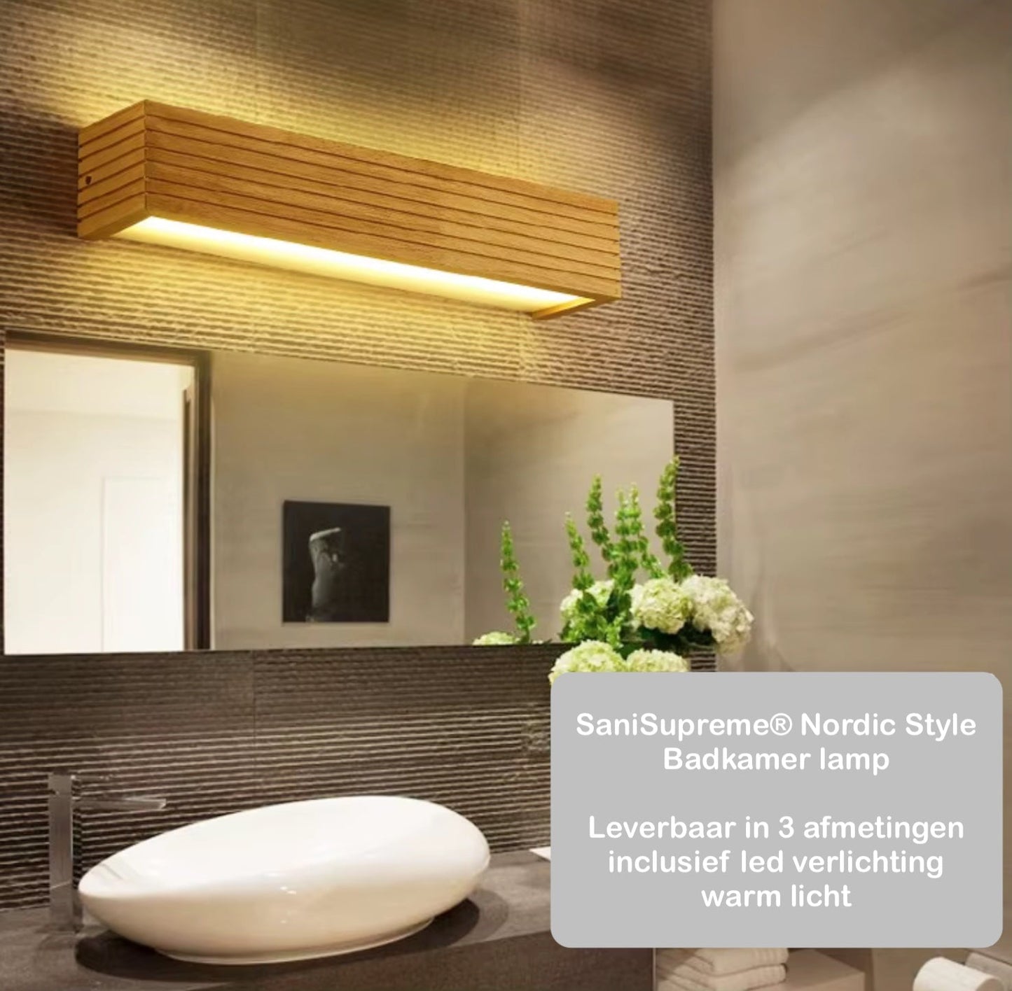 VoordeelPaleis Nordic Wandlamp Spiegellamp Hout warm licht 55 cm