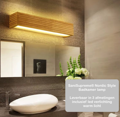 VoordeelPaleis Nordic Wandlamp Spiegellamp Hout warm licht 55 cm