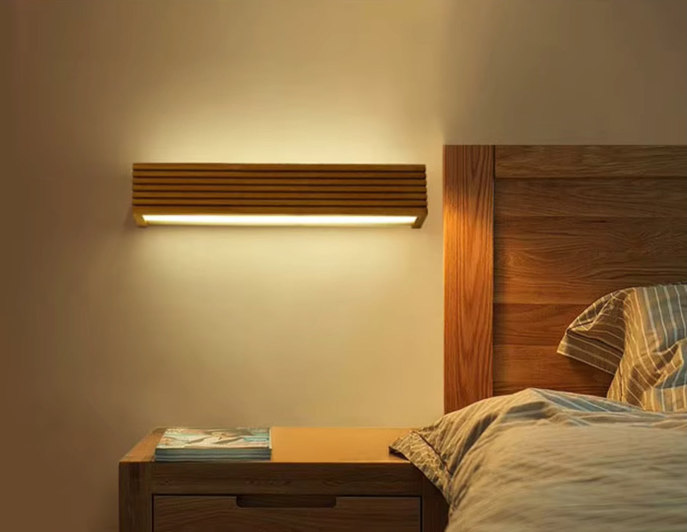 VoordeelPaleis Nordic Wandlamp Spiegellamp Hout warm licht 35 cm