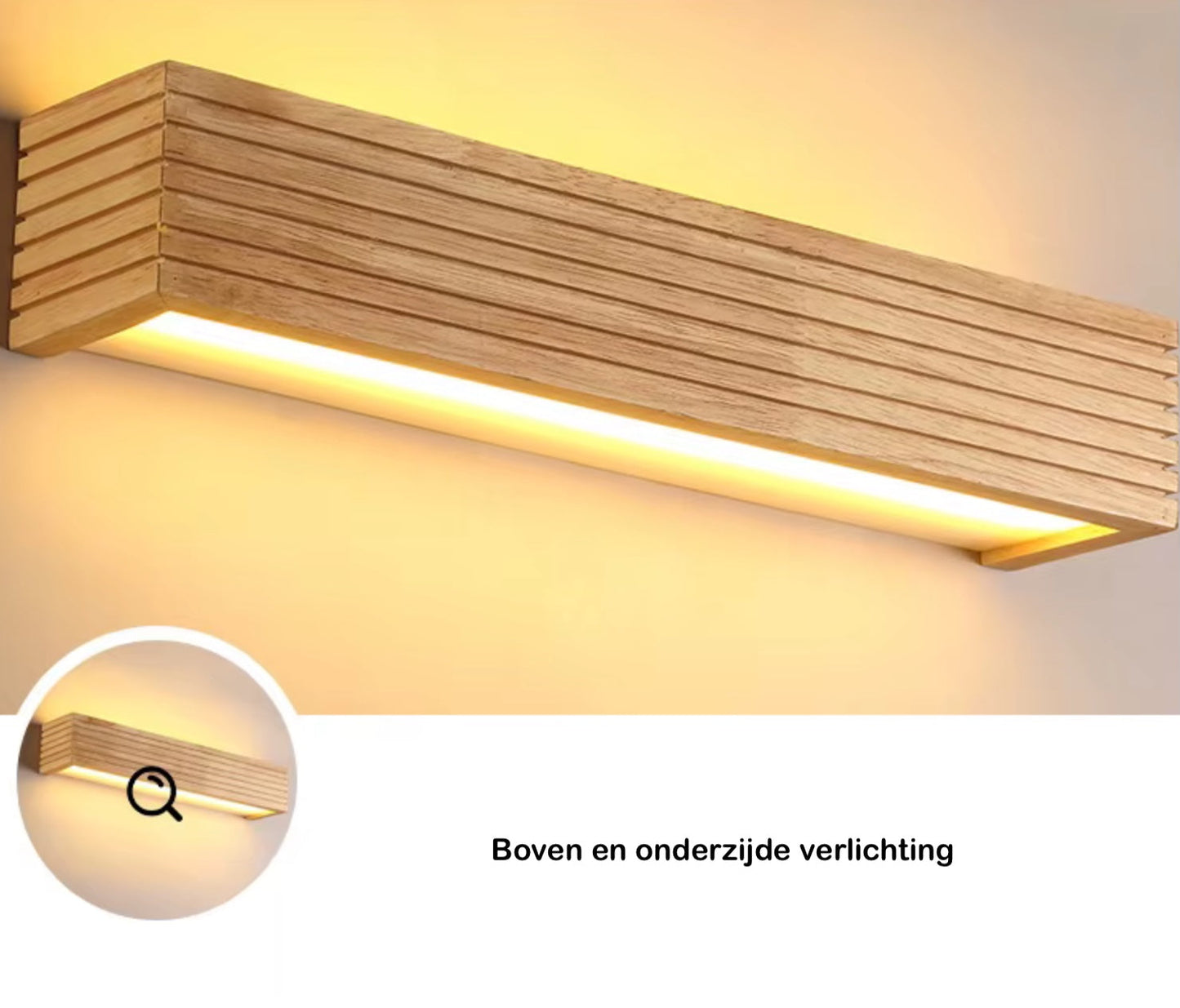 VoordeelPaleis Nordic Wandlamp Spiegellamp Hout warm licht 55 cm