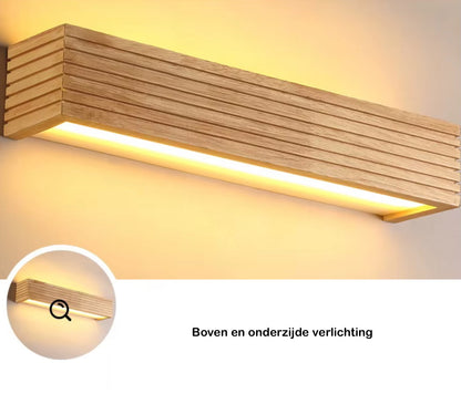 VoordeelPaleis Nordic Wandlamp Spiegellamp Hout warm licht 55 cm
