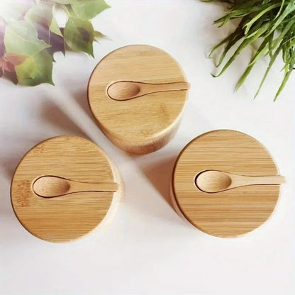 KruidenKompakt – Bamboe specerijpot met lepel en magnetisch deksel